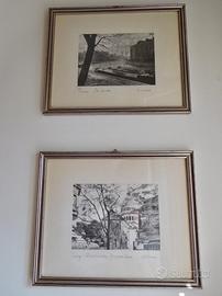 Quadri serigrafie su seta di D'Amico,vedute Parigi