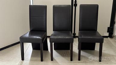 Set di 3 sedie moderne in similpelle marrone testa