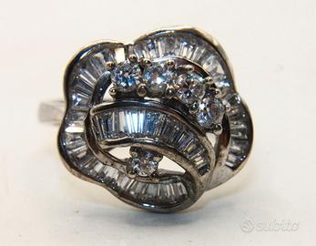 Anello stupendo Vintage argento pietre CZ