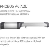 motore cancello a battente BFT PHOBOS AC25