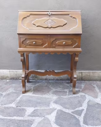 Secretaire scrittoio a ribalta vintage in legno