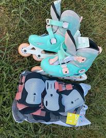 Pattini in linea + protezioni bambina Decathlon