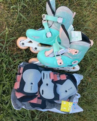 Pattini in linea + protezioni bambina Decathlon
