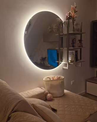 specchio retro illuminato 3000k, diametro 120 cm
