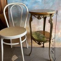Tavolino  tripode vintage in onice e ottone