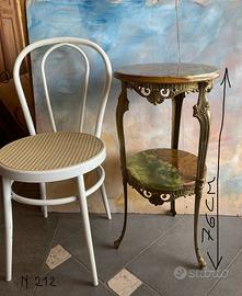 Tavolino  tripode vintage in onice e ottone