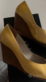 Sandali Nebuloni vernice beige zeppa cm.9 n.38