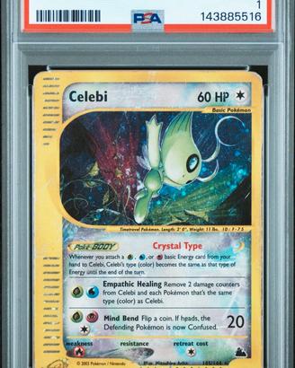Pokémon Celebi Crystal Holo 145/144 Skyridge PSA1