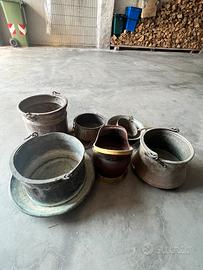 Padelle di rame, storiche da collezione