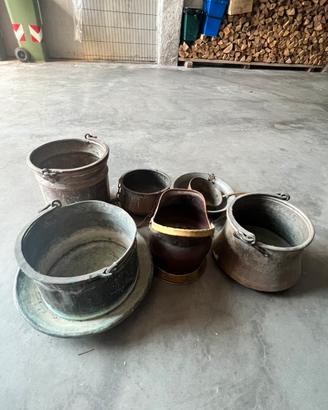 Padelle di rame, storiche da collezione
