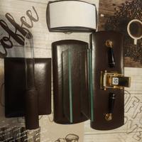 set da scrivania in pelle 