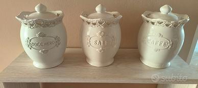 Set 3 barattoli in ceramica stile shabby chic