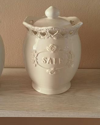 Set 3 barattoli in ceramica stile shabby chic