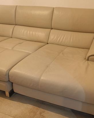 Divano angolare in vera pelle beige Poltronesofà