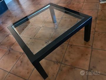 Tavolo design nero lucido e cristallo