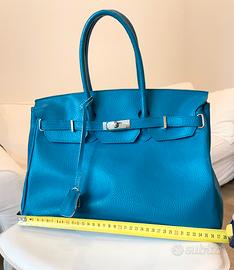 Borsa artigianale fiorentina, cuoio color petrolio