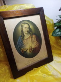 Quadro antico Cuore divino di Gesù