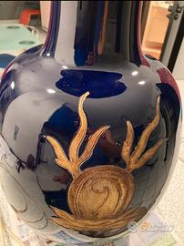 Lampada blu cobalto decorata drago salotto paralum