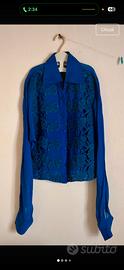 Camicia ricamata blu