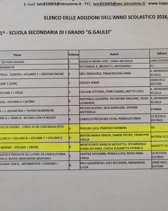 Libri per la 1^media scuola Ponzano Veneto Treviso