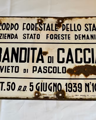 Targa Smaltata Bandita di Caccia 1939 Originale