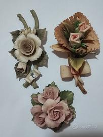 Set fiori dipinti a mano ceramiche di Capodimonte