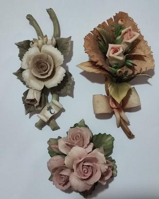 Set fiori dipinti a mano ceramiche di Capodimonte