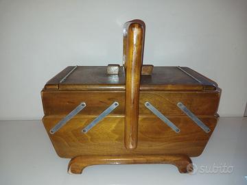 Cassetta da cucito in legno – vintage / artigianal