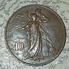 Regno d'Italia 10 centesimi cinquantenario 1911