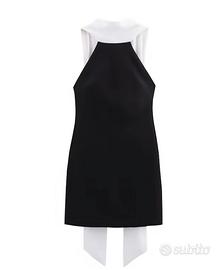 Abito nero Zara fiocco bianco scollo all'americana