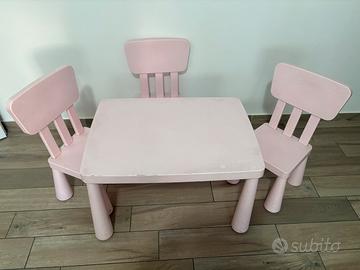 Tavolino sedie bambini ikea mammut rosa