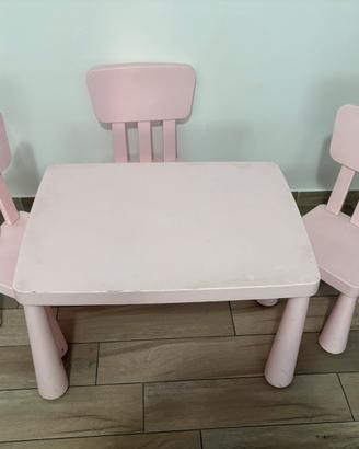 Tavolino sedie bambini ikea mammut rosa