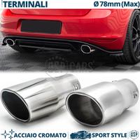 2 TERMINALI di Scarico OVALI Obliqui INOX CROMATO