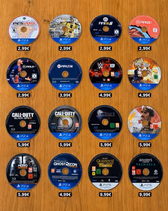 Set Giochi PlayStation 4 e 5. Prezzi in foto.