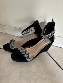 Sandalo donna nero, taglia 39, tacco 6cm