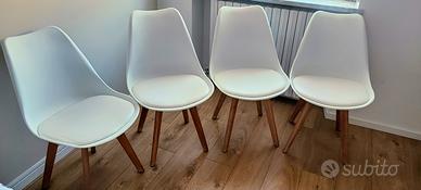  4 Sedie bianche a poltroncina 