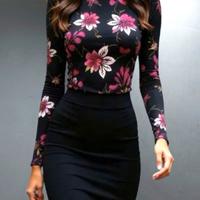 Elegante Abito Da Donna Casual a Stampa Floreale