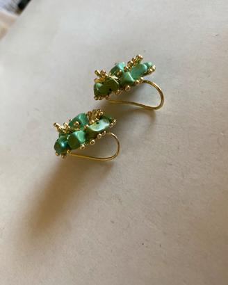 orecchini in howlite verde e ottone