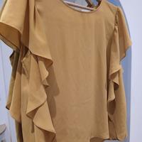 maglietta estiva giallo ocra con volant