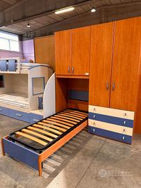 Cameretta a ponte ciliegio/blu