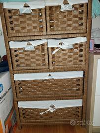 Cassettiera in vimini 34x44x77