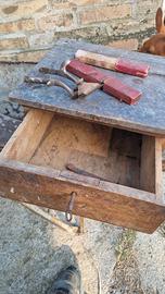 Set Rasoio antico + cassetto legno 