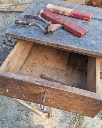 Set Rasoio antico + cassetto legno 