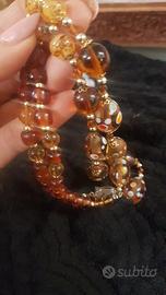 collana lunga murano color cognac arlecchino