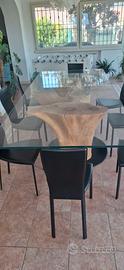 tavolo legno cristallo