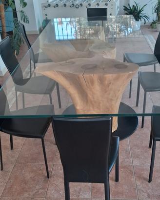 tavolo legno cristallo