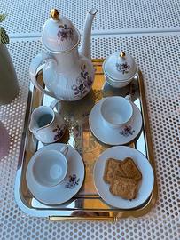 SERVIZIO DA CAFFE' CON BORDO DORATO E DECORAZIONI