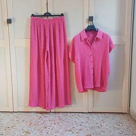Completo Camicia + Pantalone Taglia L  Plissé Rosa
