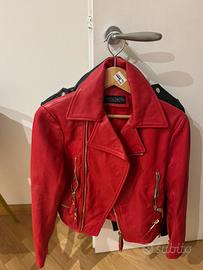 Giacca biker pelle rossa nora barth taglia 42