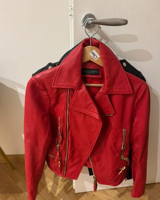 Giacca biker pelle rossa nora barth taglia 42